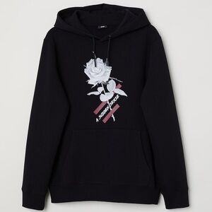 H&M black hoodie with graphic rose